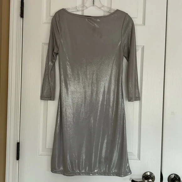 zara evening collection | Dresses | Vintagezara Evening Collection Silver  Cut Out Backless 34 Sleeve Slip Dress Med | Poshmark